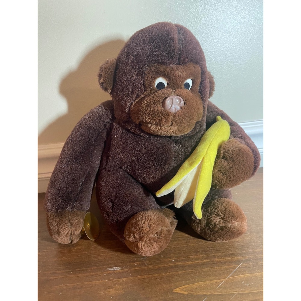 Vintage Kelly Toy Brown Gorilla Plush with Banana Suction Cup Hand Stuffed Ape